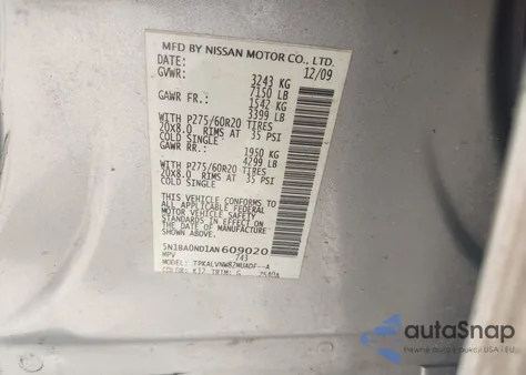 2010 Nissan Armada Titanium from USA, damaged, VIN 5N1BA0ND1AN609020